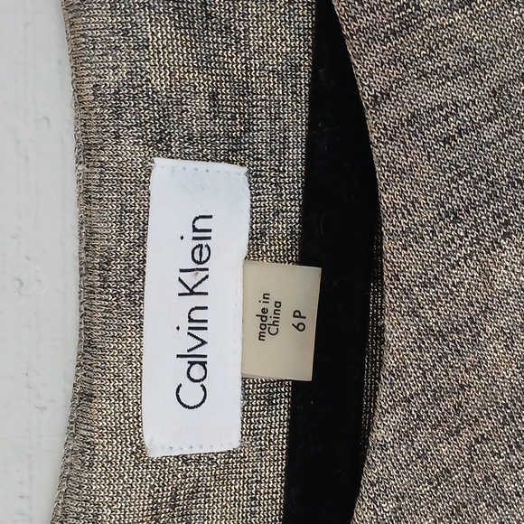 Calvin Klein Metallic Gold Silver Tone Sleeveless Cocktail Dress Size 6 Petite - Picture 4 of 9
